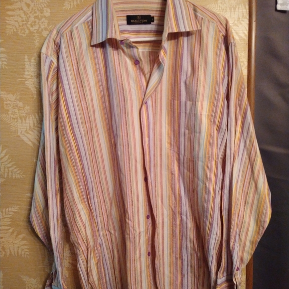 Bugatchi Uomo men's stripe by button up shirt - Picture 1 of 4